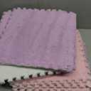 Amylove 12 Pack Plush Foam Floor Mat Square Interlocking Carpet Tiles with Border Fluffy Play Mat Floor Tiles Soft Climbing Rugs for Bedroom Playroom, 12 x 12 x 0.4 in(White, Light Pink, Mauve)