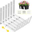 LukLoy Window Planter Box Brackets, 6 Pack Adjustable Heavy Duty Wall Mount Window Flower Boxes Outdoor with Bracket (6 to 12 in), with 70lbs Capacity, White