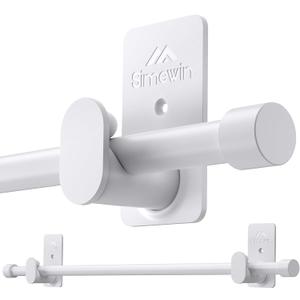 SIMEWIN Curtain Rods No Drilling for Windows 30 to 45 Inches, 5/8 Inch Diameter No Drill Small Curtain Rod Set with 3M Adhesive Brackets, White