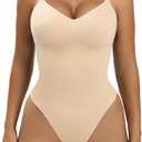 YIANNA Women Shapewear Tummy Control Bodysuit Seamless Sculpting Snatched Waist Body Suit Thong or Brief (Large-X-Large, 4-beige (Thong))
