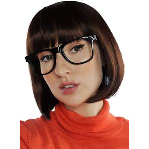 ALLAURA Brown Bob Velma Wig and Glasses - Adult Women Cosplay Flapper Wig With Bangs - Dora Compatible