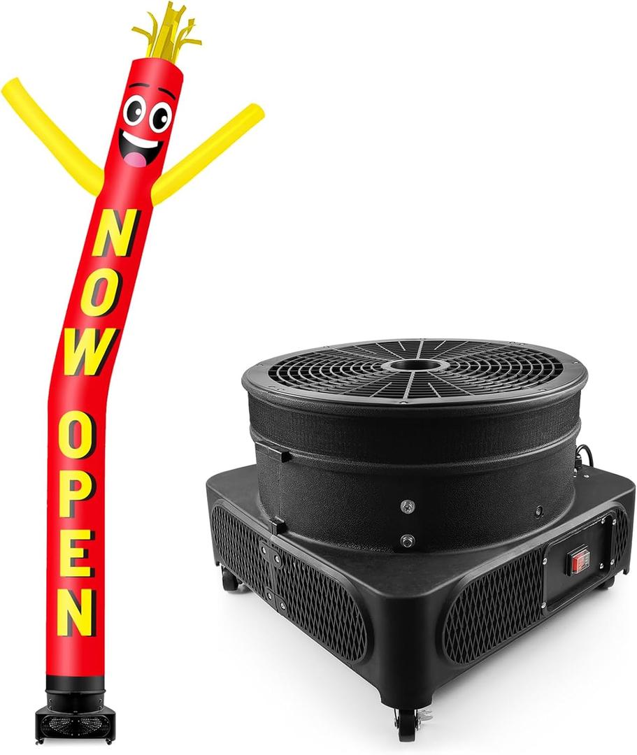 20FT Tall Inflatable Tube Man Now Open Wacky Wavy Dancing Guy with 1.5 HP Weather-Resistant Blower (18''Diameter) for Outdoor Decoration Advertising Business Promotion