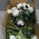 Hananona Artificial Roses in Bulk, Fake Velvet Silk Roses Realistic Rose for Wedding Centerpieces Flower Arrangement Home Decor (50, White)