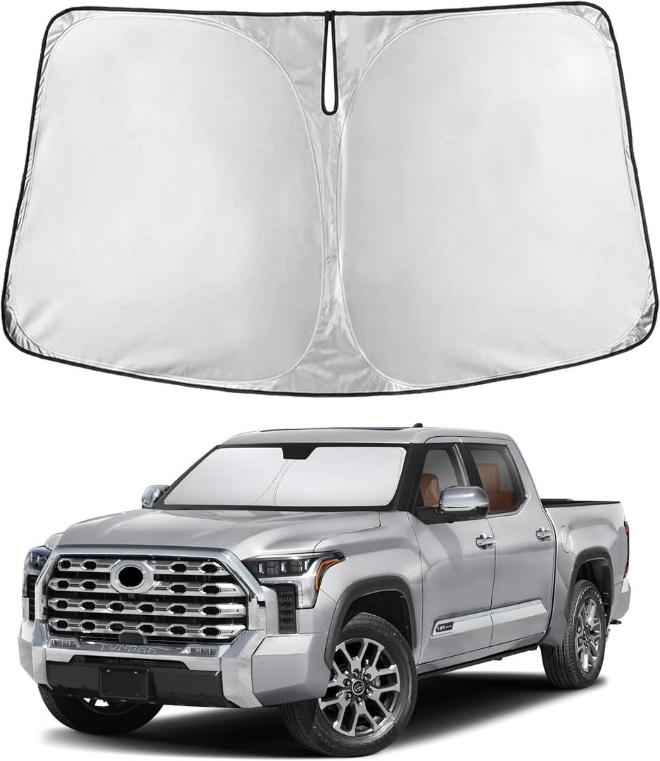 EcoNour Windshield Sunshade Compatible for Toyota Tundra 2022-2024 2025 2026, SR, SR5, Limited, Platinum, 1794 Edition, TRD Off-Road Pro Sun Visor for Front Window Sun Shade Cover, Car Accessories