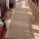 Hallway Runner Rug 2x8, Non Slip Washable Kitchen Runners Mat, Thin Entryway Floor Mat Fit Under Door, Soft Low Pile Indoor Carpet for Laundry, Evening Glow