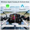 Wireless Motorcycle Apple Carplay,5 Inch Portable Motor GPS Navigation with Apple Carplay & Android Auto,Siri & Google Assistant, Anti-Glare/Bluetooth 5.2/ Voice Control/ IP69K Waterproof Touchscreen