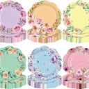Umigy 120 Pcs Summer Floral Party Plates 7 Inch Floral Paper Plates, Summer Flower Disposable Decorative Tableware for Birthday Wedding Baby Shower Tea Party Bridal Shower