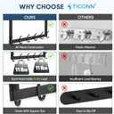 2 x TICONN Over The Door Hooks, 6 Heavy Duty Dual Coat Rack All Aluminium Coat Hanger for Jacket Hat Towel in Bathroom Bedroom Dorm(Black, 1PK)