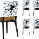 Halloween Chair Covers, Skeleton and Spider Design Chair Back Decor for Party, Halloween Home Decorations, Set of 4