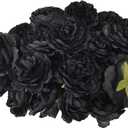 3.3Artificial Black Roses Heads40 Pcs Satin Rose Heads No Stem for DIY Flower Well,Crafts Bouquest (Black)