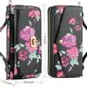 Crossbody Wallet Case for iPhone 17 Pro Max 6.9", Magnetic Detachable PU Leather Case with RFID Blocking Card Holder, Wristlet & Shoulder Strap, Flip Zipper Clutch Purse for Women - Black F