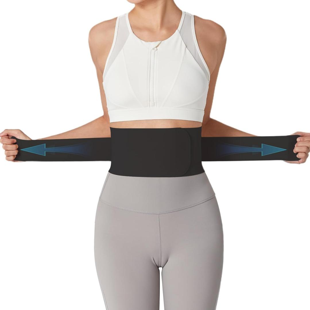 Ultra Thin Back Brace for Lower Back, Breathable Lightweight Back Brace for Women & Men, Adjustable Back Support Brace for Lower Back Pain Relief, Sciatica, Scoliosis, Herniated Disc (Black, Large)