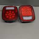 LED Replacement Tail Lights Taillights for 1979-2006 Jeep Wrangler TJ YJ CJ-5 CJ-7, Red Lens BAR Square Brake Stop Turn Signal Reverse License Plate lamp w/Side Marker Light Assembly, 2PCS