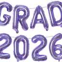 2 x KALOR Purple GRAD 2026 Banner Balloons, 16 Inch Mylar Foil letter Graduation Balloons 2026 Sign for Graduation Party Decorations, 8 Count