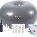 ATUERT Fitness Donut With Hand Pump, Stability and Strength Exercise, Core and Balance Training Inflatable Donut Ball Chair Cushion Seat For Classroom Home and Gym Workout (Gray)