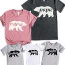 Teeny Fox Mama Bear Papa Sister Brother Baby Cute Matching Outfits Couple Shirts (Gray, XS)