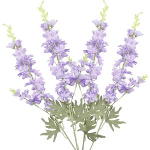 4Pcs Purple Delphinium Artificial Flowers 33.5" Silk Flowers Bulk Larkspur Artificial Flower Long Stem Fake Delphinium Plant for Tall Vase Floral Arrangement Centerpiece Bouquet Home Decor