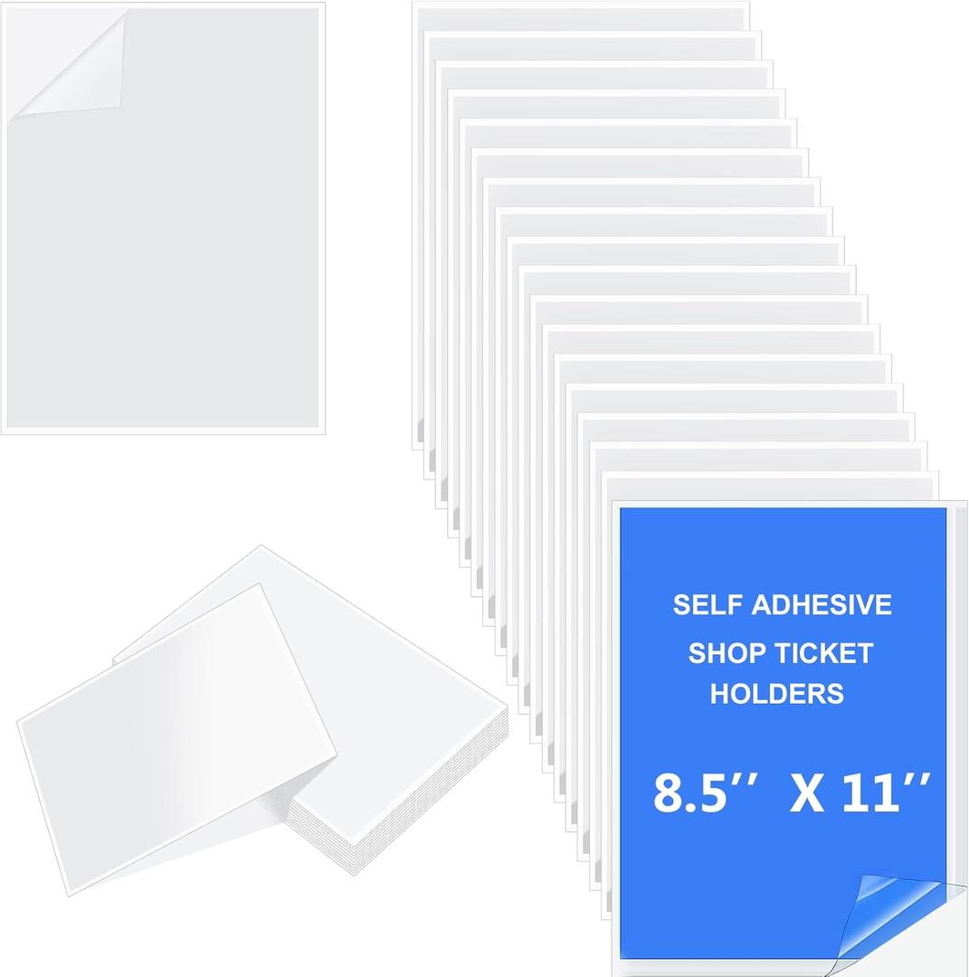 100 Pcs Self Adhesive Display Pockets 8.5 x 11 Inch Paper Sleeves Wall Protectors, and Door Communication Clear Adhesive Sheet Protector for School Index Cards Labels Storage Bin Cabinets Supplies