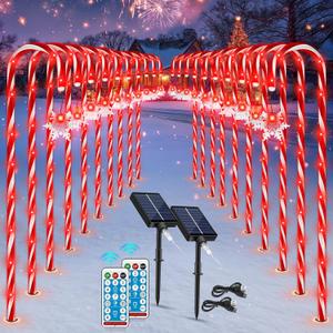Solar Christmas Candy Cane Lights Outdoor, 20 Pack 110Led 41inch Large Christmas Decorations Pathway Lights with 8 Modes for Xmas Tree Patio Garden Yard Lawn Holiday Party Walkway Decor