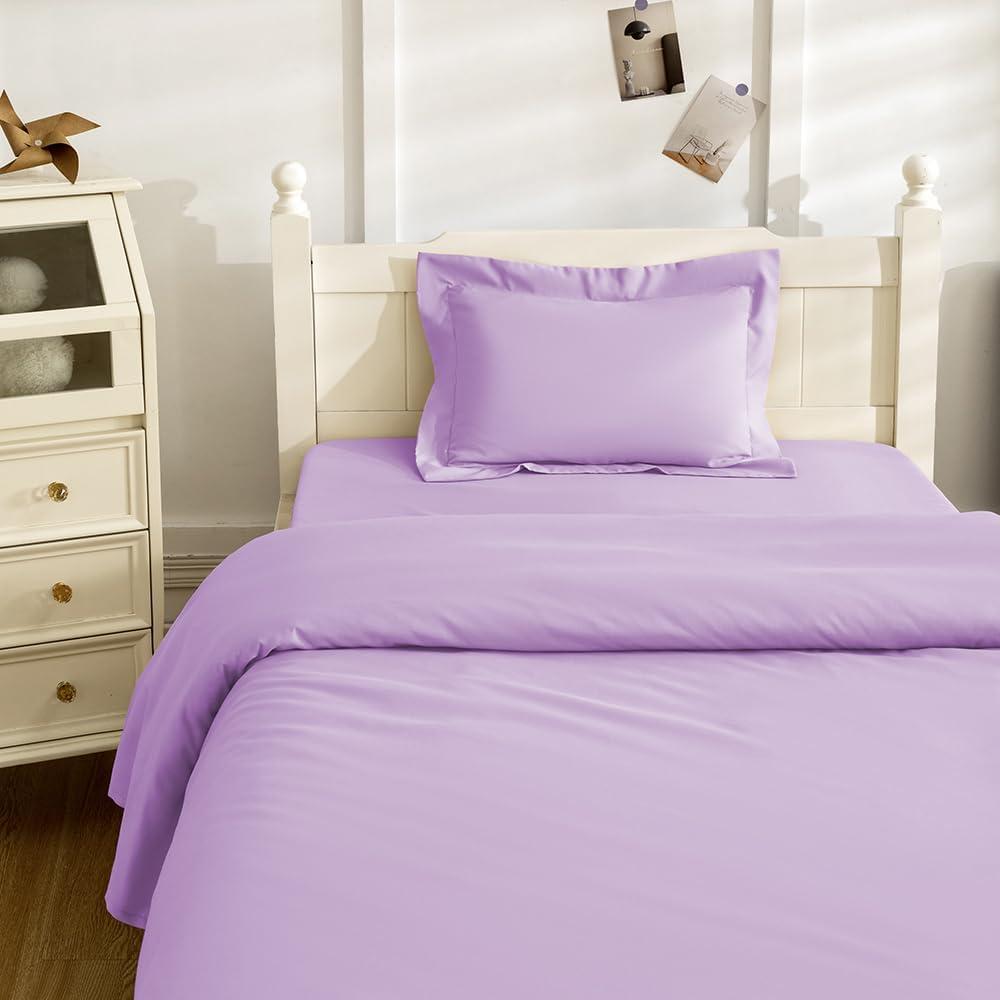 3 Piece Toddler Sheet Set,Purple Basics Bed Sheet Set for Toddler,Microfiber 3-Piece Sheet Set Soft Breathable Crib Bedding Set for Kids,Includes Flat Sheet, Fitted Sheet, Pillowcase