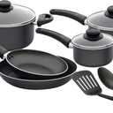 GoodCook Everyday Nonstick 10-Piece Cookware Set with Utensils, Includes Fry Pans, Sauce Pans, and Casserole Pan, PFOA-Free Nonstick Aluminum, Ergonomic Handles, Versatile Cooking Set