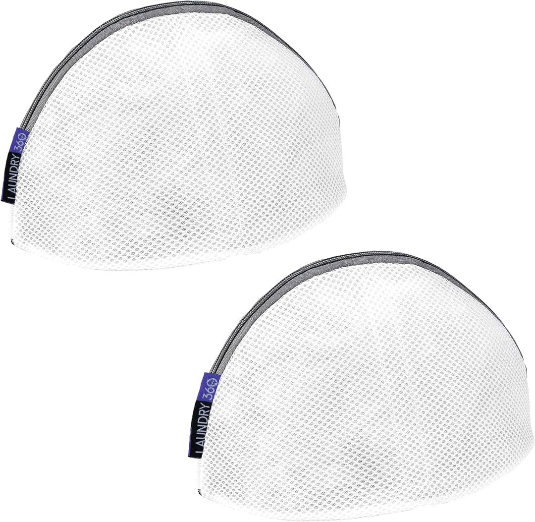 Laundry 360 2 Pack X-Large Bra Wash Bag, Holds 5 Bras, Zipper Closure, Prevents Pulling and Tearing, White