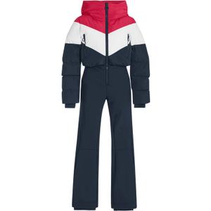 Fisoew Womens One Piece Ski Suit Warm Waterproof Snowsuits Winter Snow Jumpsuits Outdoor Sports Outerwear (Large, Dark Blue)