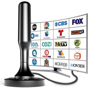 HIDB TV Antenna for Smart TV Indoor, HD Digital TV Antenna for Local Channels Indoor with Magnetic Base, 4K 1080P, 360° Reception, Long Range, 8.2FT Cable, Support TVs with Built-in Tuner