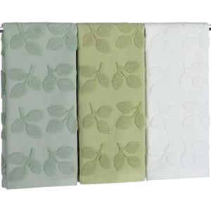 Remagr 3 Pcs Eucalyptus Leaves Hand Towels Set 100% Cotton Jacquard Sage Green Bath Towels Botanical Farmhouse 29.5 x 13.8 Inch Absorbent Soft Kitchen Towel for Home Spring Summer Decor Festive Gift