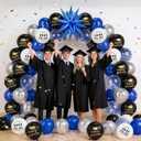 2 x 47pcs Royal Blue Silver Graduation Balloons, Class Of 2026 Graduation Decorations With Foil Starburst Balloons Confetti Latex Ribbons Grad For College High School Decoration Supplies