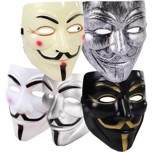 V for Vendetta Mask, Guy Fawkes Anonymous Hackers Mask for Halloween Masquerade Cosplay Costume Parties