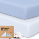KeaBabies 2Pack Organic Crib Sheets for Boys, Girls  52x28 Fitted Crib Mattress Sheet Neutral, Breathable Jersey Cotton Cover for Baby Bed, Toddler Mattress, Soft & Cute Prints (Blue Flax)