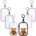 Harloon 6 Pcs Clear Figure Display Bag with Keychain for Doll Zipper Clear Pouch Keychain Display Case Portable Hanging Blind Bag Small Doll Storage Box Gift for Friend 2.5 x 4 Inch(Rectangular)