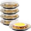 10.8" Catering Trays with Lids [5 Pack], Disposable Pie Carrier with Clear Lid Round Party Trays and Platters for Party Cake Pie Sandwich Cookie (5)
