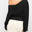 SOLY HUX Women's Off The Shoulder Tops Elegant Long Sleeve Evening Party T Shirts (Black, Large)