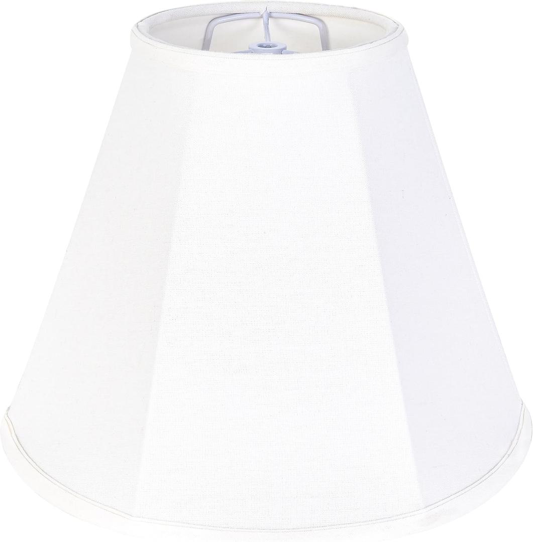 GO&SO White Bell Lamp Shades for Table Lamps - Modern Linen Lampshade - 6" Top x 13" Bottom x 10.6" High(Spider) - Replacement Lampshade For Floor Lamp & Bedside Lamp - Hand Crafted - Easy Assembly (Natural Fabric-White)