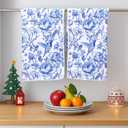 2 Pcs Chinoiserie Floral Bid Kitchen Towels, Blue White Flowers Bird Decorative Dish Towels, Absorbent Microfiber, 18 x 28 Inch, Farmhouse Style