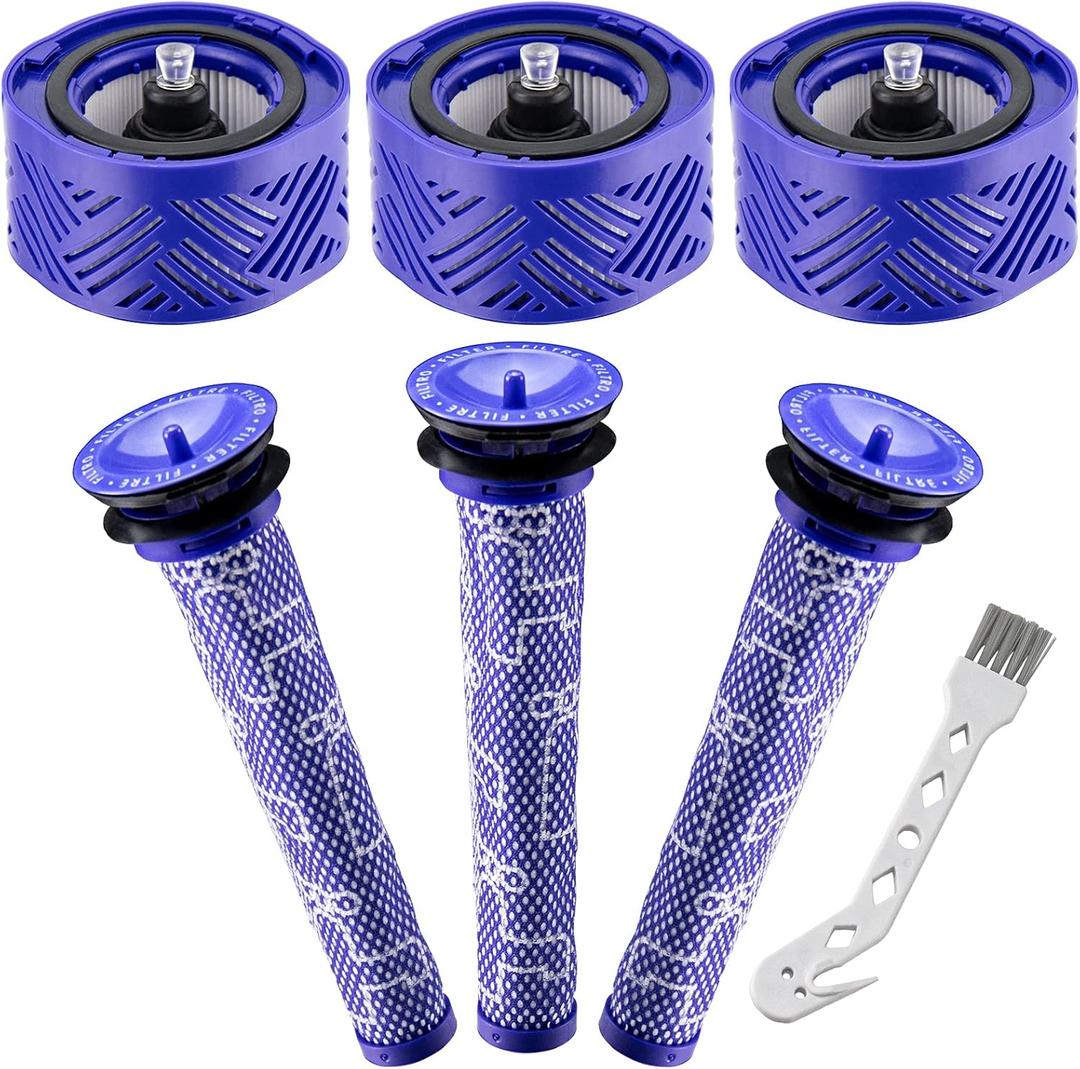 Funmit 3 HEPA Filter & 3 Pre Filter Replacement for Dyson V6 Absolute Cordless Stick Vacuums, Compared to Part # 965661-01 & 966741-01