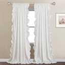 StangH Ruffle Curtains for Bedroom,Farmhouse Style Shabby Chic Window Curtain Panel Set Privacy Protect for Dining Room/Bathroom/Living Room/Dorm/Cottage/Country, White, W52 x L84, 2 Panels (52"W x 84"L (Pack of 2))