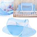 Portable Baby Mosquito Net, Folding Travel Crib Tent With Zipper Closure - Instant Pop Up Bed With Breathable Pad