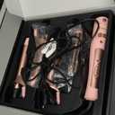 Farery 4-in-1 Interchangeable Automatic Rotating Curling Iron & Thermal Brush Set, 0.75''/1''/1.25'' Curling Iron & 1.5'' Heating Round Curling Brush, ONE Heat 410F, Pink