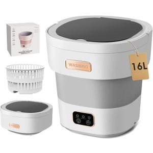 Portable Washing Machine, Mini Washer 16L Upgraded With Spin Basket 3 Modes Deep Cleaning for Underwear, Baby Clothes, Shirt, Small Delicates