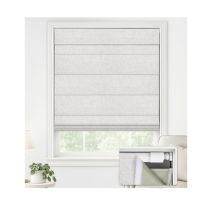 LazBlinds No Drill Roman Shades for Windows, Cordless Blackout Window Shades with UV Protection, Polyester Fabric for Bedroom & Living Room, 44" W x 64" H, Natural