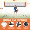 3-in-1 Adjustable Height Volleyball Badminton Pickleball Net Set - Portable Badminton Net Set for Backyards with Badminton Racket & Shuttlecocks, Volleyball Set with ball & Pump, Pickleball & CarryBag
