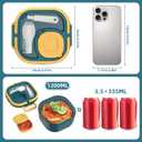 2 x Bento Box for Adults & Kids  Single Compartment Lunch Box,Food Container,BPA-Free,Microwave & Dishwasher Safe with Removable Divider,Utensils & Sauce Jar-Blue (Plastic Single Layer)