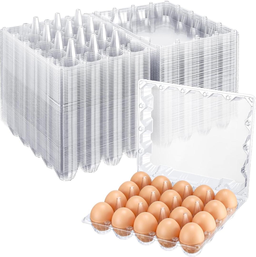 Zubebe 200 Pieces Clear Egg Cartons Plastic Egg Cartons Bulk Empty Chicken Egg Tray Holds Securely Clear Blank Egg Cartons for Chicken Farm Business Market Home Refrigerator Storage(4 x 5 Grids)