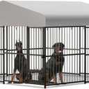 WhizMax 10X10X6FT Large Dog Kennel Outside Heavy Duty Outdoor Dog Cage House With Weatherproof Galvanized Iron Pet Playpen With Safety Locks UV and Water Resistant For Medium And Large Dogs Easy Assembly