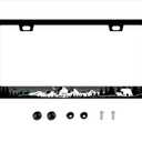 Bear Moose License Plate Frame - Forest Wildlife Car Tag Frames Wild Animal Auto Plates Tags Mountains Night Trees Printed 2 Holes with Screws for Women Men (6" x 12" (Pack of 1))
