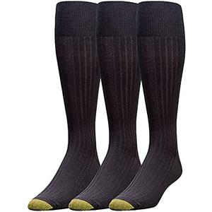 GOLDTOE Men's Canterbury Over-The-Calf Dress Socks, 3-Pairs Size 6-12.5