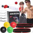 Boxing Reflex Ball for Kids and Adults,4 Levels Boxing Ball with 2 Adjustable Headbands,Boxing Equipment Punching Ball Great for Hand Eye Coordination Punching Speed and Fight Reaction